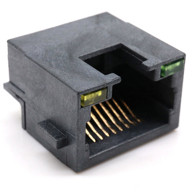 8p8c rj 45 connector boardcut type jack modular right angel through hole unshielded dip type with led